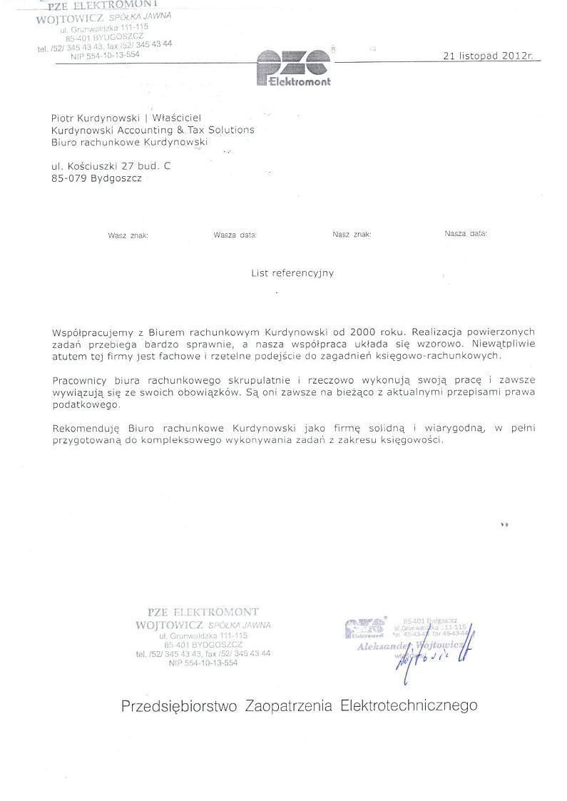 Zobacz referencje Biuro Rachunkowe „Kurdynowski” Piotr Kurdynowski