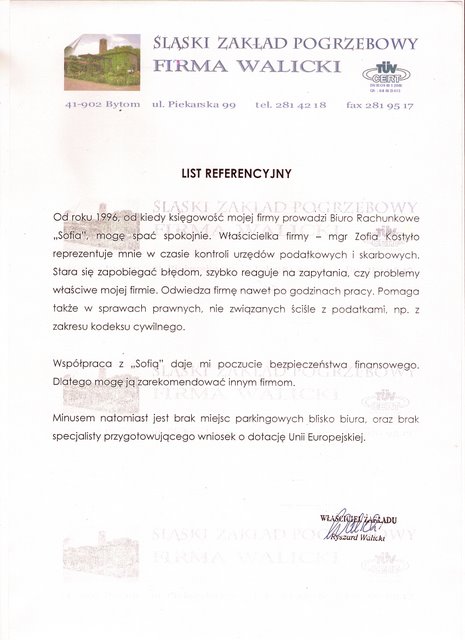 Zobacz referencje Biuro Rachunkowe „Sofia” Kostyło Zofia
