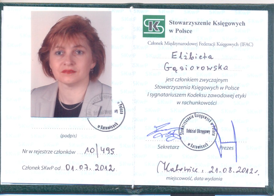Biuro Rachunkowe Elżbieta Gąsiorowska certyfikat 4