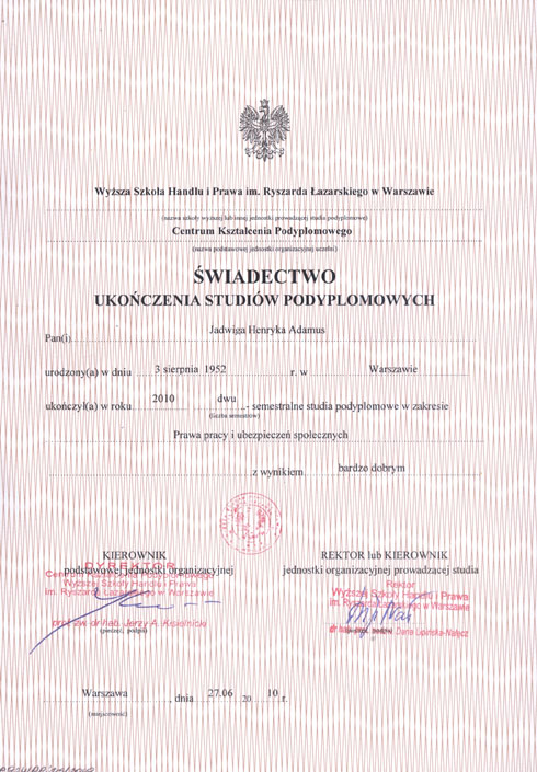 Certyfikat Abacus Jadwiga Adamus